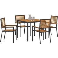 Berkfield Home Modern 5 Piece Garden Dining Set Black Poly Rattan Acacia