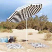 Berkfield Home White Beach Parasol with Aluminium Pole Blue & White 300 cm