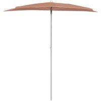 Berkfield Home Durable Garden Half Parasol with Pole 180x90 cm Terracotta