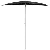 Berkfield Home Durable Garden Half Parasol with Pole 180x90 cm Black