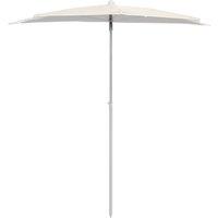 Berkfield Home Durable Garden Half Parasol with Pole 180x90 cm Sand in Beige
