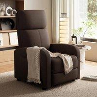 London Boutique Manual Recliner Chair Adjustable Single Sofa w/Cushion & Side Pocket in Brown