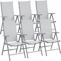 London Boutique 6PCS Folding Garden Chairs Foldable Outdoor High Back Dining Chairs in Grey
