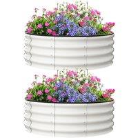 London Boutique 2PCS Galvanized Steel Raised Garden Bed 4x4x1FT Round Planter Boxes in Off-White