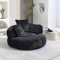 Direct Wicker Lazy Sofa, Durable Comfort High Back Chenille Bean Bag Chair Couch in Black | Size: 1 Pack