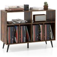 Gymax Record Player Stand 3-Tier Turntable Vinyl Shelves For Living Room in Brown