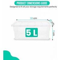 PAWNORA 7 Pack 5L Clear Stackable Storage Box with Lid Plastic