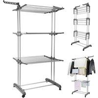 PAWNORA 4 Tier Heavy Duty Clothes Airer Foldable Laundry Drying Rack Stand in Grey