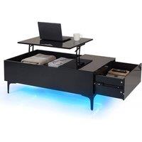 KORVIXA Modern Lift Top Coffee Table with Hidden Compartment in Black | Size: 100 cm