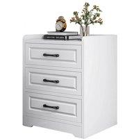 KORVIXA 3 Drawers-40*36*60CM Classic Wooden Bedside Cabinet in Warm White | Size: 100 cm x 100 cm