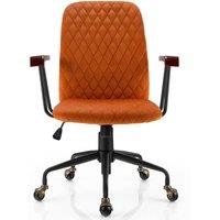 KORVIXA Velvet Office Chair Ergonomic Mid-back PC Desk Chair in Orange | Size: 100 cm x 100 cm