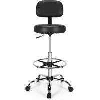 KORVIXA Ergonomic Drafting Chair Faux Leather Upholstered Rolling Stool in Black | Size: 100 cm x 100 cm