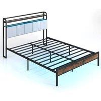 KORVIXA King Size Metal Slats Platform Bed Frame in Black