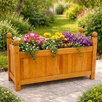 EONLION Natural Modern Wooden Rectangular Planter Box in Brown | Size: 100g