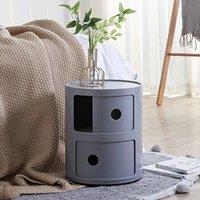 EONLION Round Chest of 2 Drawers Cabinet Removable Plastic in Grey | Size: 100 cm