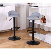 EONLION GREY 2x Bar Stools Faux Leather Kitchen Low Back | Size: 100 cm
