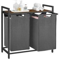 Kelvenix Grey Dirty Laundry Basket, 2 Compartments | Size: 0.6m2