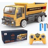 Jiakora 6-Channel RC Dump Truck 2.4Ghz Remote Control with Lighting in Yellow