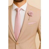 AJVANI Men's Formal Wedding Pocket Square + Bowtie + Flower Buttonhole Pin + Tie Set in Rose Gold