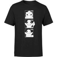 Pokemon Men's Generation 1 Monochrome Starters T-Shirt - Black | Size: Large