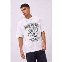 LONDON ATTITUDE Men's Worldwide Global Edition Oversized Heavyweight Graphic T-Shirt in White | Size: Small
