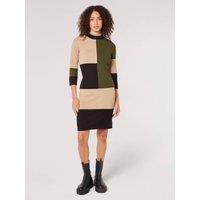 Apricot Women's Colour Block Bodycon Mini Dress in Khaki | Size: 10
