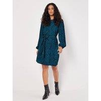 Apricot Women's Mixed Animal Print Shift Mini Dress in Teal | Size: 8