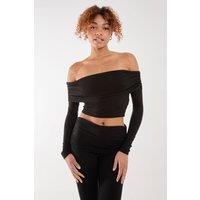 Pink Vanilla Women's Off the Shoulder Lounge Top in Black | Size: Small