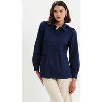 Finery London Women's Mimi Cotton Rich Collared Shirt in Dark Navy | Size: 18