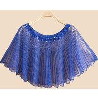PEACH ACCESSORIES Women's Beaded Sequin Mesh Capelet Shawl Evening Party Bolero in Royal