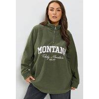 Yours Women's 'Montana' Quarter Zip Fleece in Olive | Size: 16