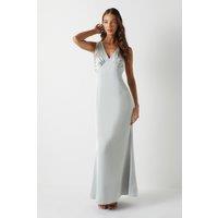 Coast Women's Bow Back V Neck Satin Bridesmaid Dress in Sage | Size: 10