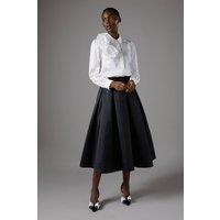 Coast Women's Twill Full Volume Midi Skirt in Black | Size: 8