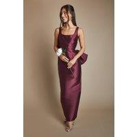 Coast Women's Twill Sleeveless Column Bridesmaid Dress with Statement Bow Back in Malbec | Size: 14