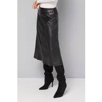 Wallis Women's Faux Leather Pleated Wrap Skirt in Black | Size: 16