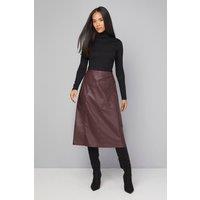 Wallis Women's Faux Leather Pleated Wrap Skirt in Wine | Size: 12