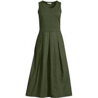 Lands' End Women's Poplin/Jersey Midi Dress in Green | Size: 16-18