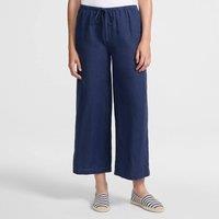 Lands' End Women's Premium Pure Linen Cropped Pull-On Trousers in Navy | Size: 12