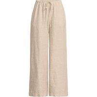 Lands' End Women's Premium Pure Linen Cropped Pull-On Trousers in Beige | Size: 20