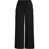 Lands' End Women's Premium Pure Linen Cropped Pull-On Trousers in Black | Size: 16