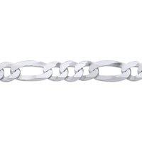 Jewelco London Women's Silver Traditional Diamond-Cut Figaro Chain Link Bracelet