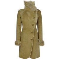 TruClothing Women's Sheepskin Suede 3/4 Long Trench Coat in Beige | Size: 3XL