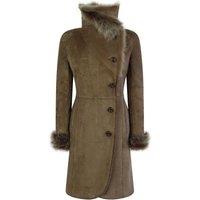 TruClothing Women's Sheepskin Suede 3/4 Long Trench Coat in Brown | Size: Medium