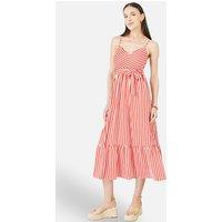 Yumi Women's Stripe Midi Sun Dress in Red | Size: 16