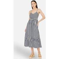 Yumi Women's Stripe Midi Sun Dress in Navy | Size: 14