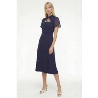 Lily and Lionel Women's Primrose Garden Polka Dot Print Midi Dress in Navy | Size: 14
