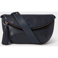 OSPREY LONDON Women's The Luxe Milano Leather Sling Bag in Navy