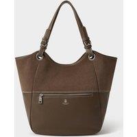 OSPREY LONDON Women's The Luxe Woodstock Suede & Leather Tote Bag in Chocolate
