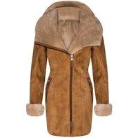 Infinity Leather Women's Merino Sheepskin Hooded Coat-Ryde in Light Tan | Size: 14