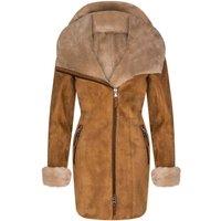 Infinity Leather Women's Merino Sheepskin Hooded Coat-Ryde in Light Tan | Size: 24